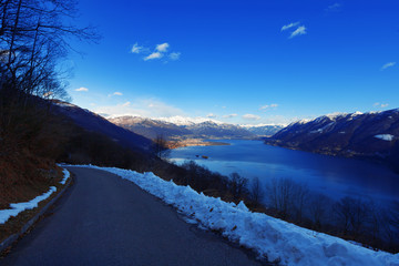 Winter alpine landscape in Swiss, Lago Maggiore