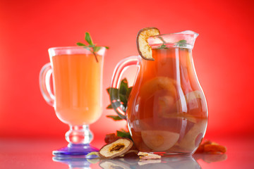 compote of dried fruits in a carafe