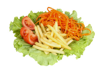 vegetarian lunch. potatoes, carrots, tomatoes
