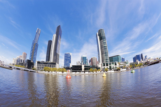 Fisheye view of Melbourne in the daytime