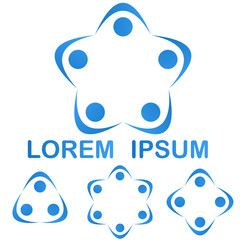 Blue teamwork logo design set