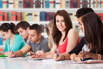 Students Studying At Library