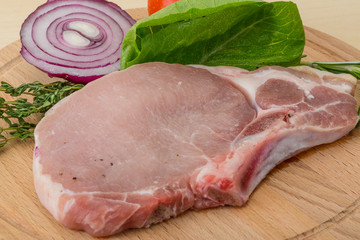 Raw pork steak