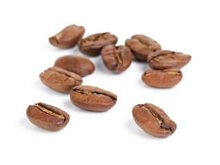 premium coffee beans isolated on white background