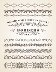 Vector Ornaments Borders. Decorative Design Elements.