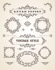 Set of Retro Vintage Badges, Frames, Labels and Borders.