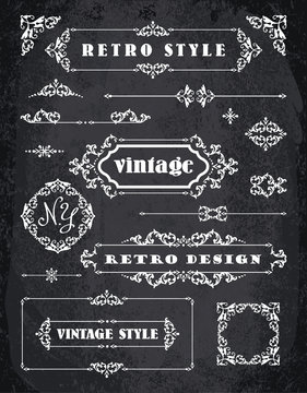 Set of Retro Vintage Badges, Frames, Labels and Borders.