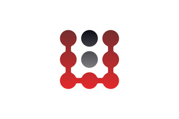 U letter dots technology logo