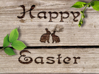 Happy Easter - burned an inscription on a wood.