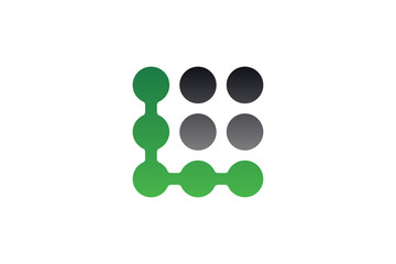 Fototapeta na wymiar L letter dots technology logo