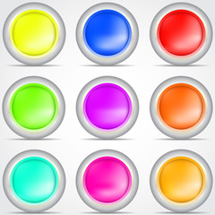 Set of colored buttons with shadow Vector illustration