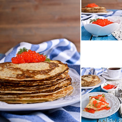 Collage of photos with pancakes