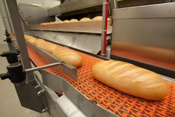 Bread bakery food factory. White bread. loaf
