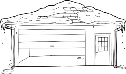 Snow on Garage with Stuck Door