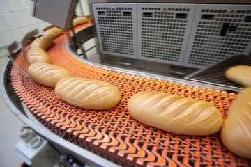 Bread bakery food factory. White bread. loaf