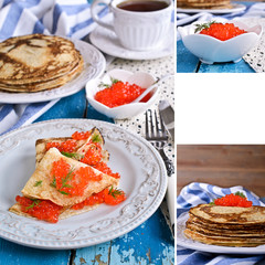 Collage of photos with pancakes