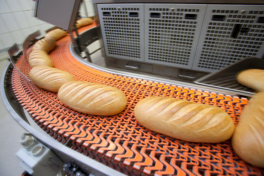 Bread Bakery Food Factory. White Bread. Loaf