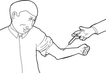Calm Man Being Immunized