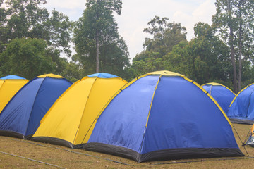 Colorful tent on the camping ground