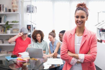 Fashion student smiling at camera