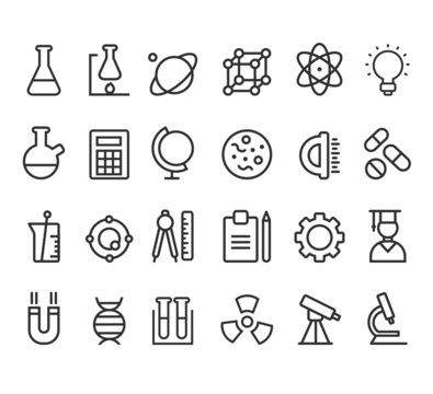 Trendy science icons on white. Vector elements