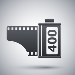 Camera film roll icon, vector
