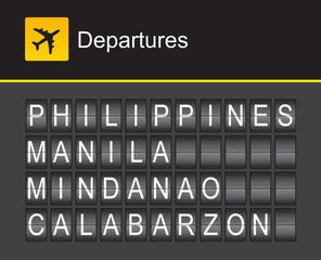Philippines flip alphabet airport departures