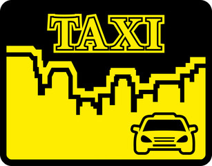 yellow taxi icon on flat design style