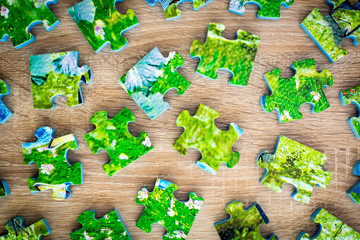 Disassembled jigsaw puzzle