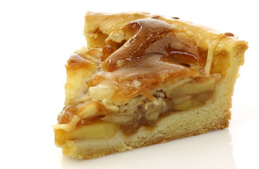 fresh piece of fresh apple pie on a white background