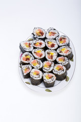 sushi fresh maki rolls isolated on white background