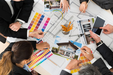 Businesspeople With Color Samples