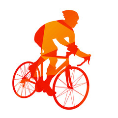 Abstract orange cyclist silhouette