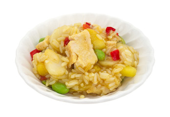 Small bowl of chicken in pineapple sauce