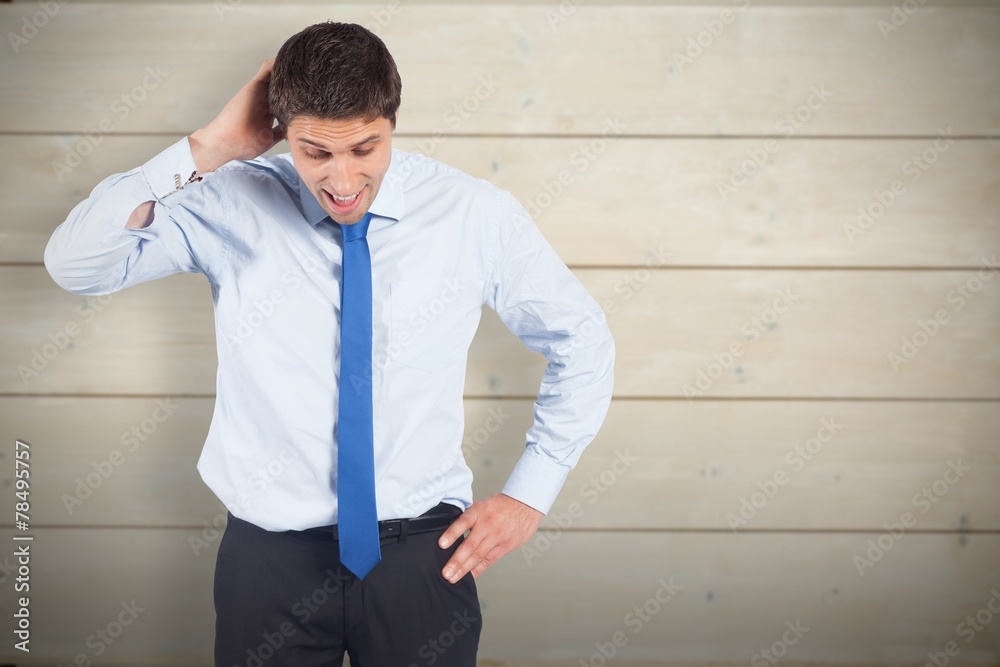 Poster composite image of thinking businessman scratching head