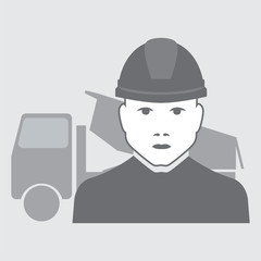 vector illustration of truck driver with truck