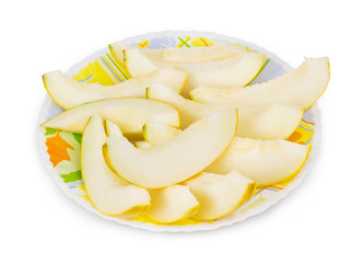 Sliced melon lying on the plate