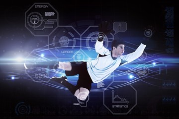 Composite image of football player