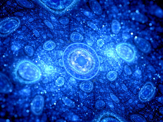 Blue glowing cells fractal