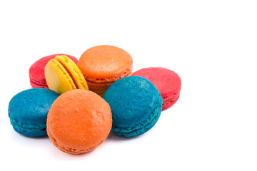 French macaroons on white background