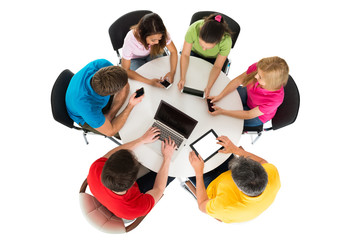 Friends Using Electronic Devices