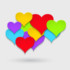 Colorful paper hearts