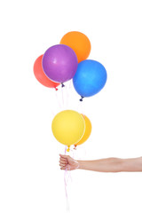 hand with colorful balloons
