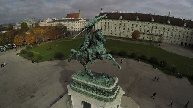 Aerial view on Heroes square in Vienna.