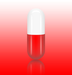 Medicine pill (capsule) with a reflection on gradient table