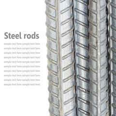 Steel rods, Reinforcement bars isolated on white background used