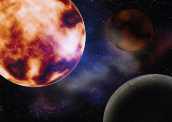 Obraz na płótnie Canvas space with the sun planets illustration
