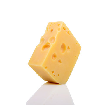 Swiss cheese isolated on a white background