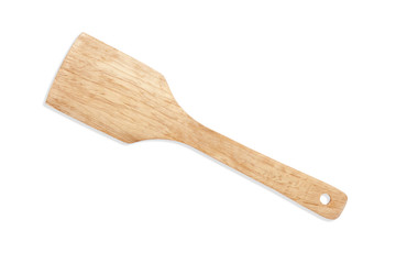 wooden kitchen spoons on white background