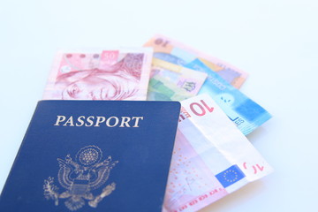american passport and multinational currencies